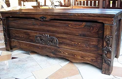 Massive handgemachte Holzkiste Truhe - Massive handgemachte Holzkiste Truhe Box Holz Aufbewahrung Antik Dekoration BT2