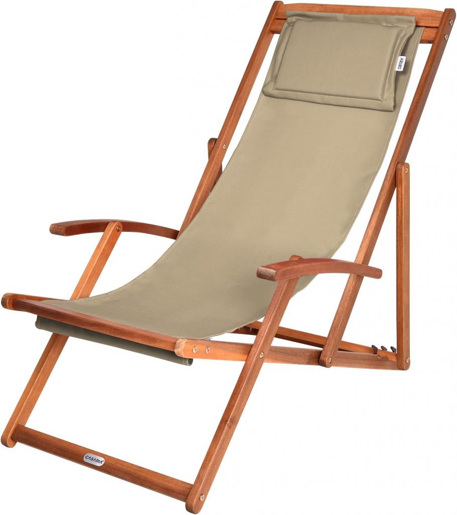 Casaria Sonnenliege Holz Wetterfest - Casaria® Sonnenliege Holz Wetterfest Klappbar 3-Fach Verstellbar bis 160kg Gartenliege Outdoor mit Nackenkissen & Armleh