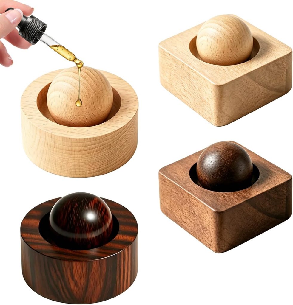 Holz Aromaverteiler Stück Natürliches - Holz Aromaverteiler, 4 Stück Natürliches Holz Duftkugel Set, Wiederverwendbarer Aromatherapie Diffusor für Ätherische Öl