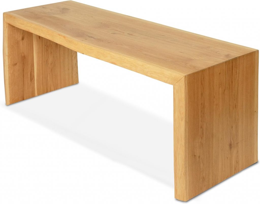 holz4home Massivholzbank Sitzbank Eiche - holz4home® Massivholzbank L I Sitzbank aus Eiche mit Baumkante ohne Lehne I Echtholz Holzbank Hocker