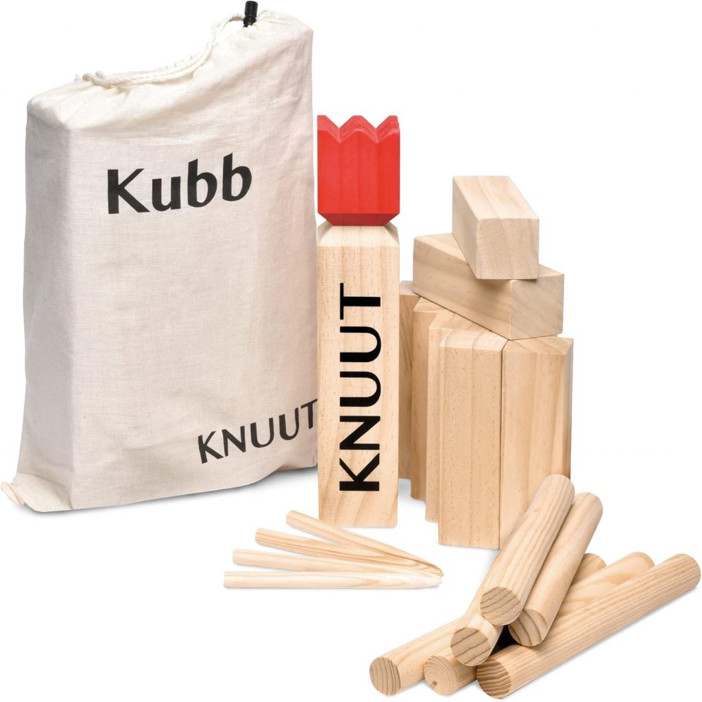 Toyfel Kubb Outdoor Spiel - Toyfel Kubb Outdoor Spiel XXL - Original Wikinger Spiel - Schweden Schach - Holz Schwedenschach mit Stoffbeutel