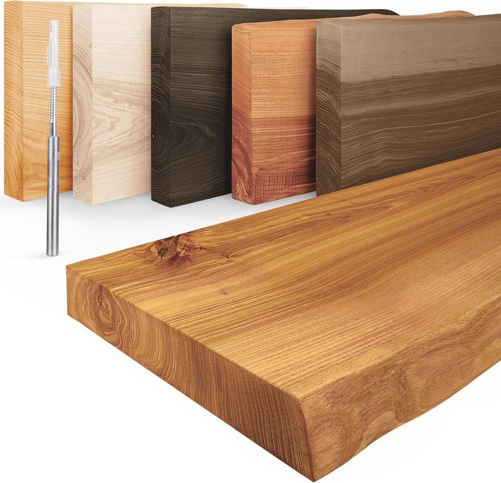 LAMO Manufaktur Schweberegal Holz - LAMO Manufaktur Schweberegal Holz mit unsichtbarer Befestigung | Wandregal 120 cm breit für Wohnzimmer, Home Office | Fa