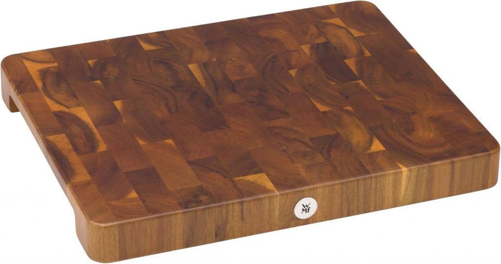 WMF Schneidebrett Holz groß - WMF Schneidebrett Holz groß massiv 40 x 32 x 4 cm, Holz, Akazienholz, klingenschonend, große Arbeitsfläche, Küchenbrett, Stirnholzoptik, Gummierte Füße